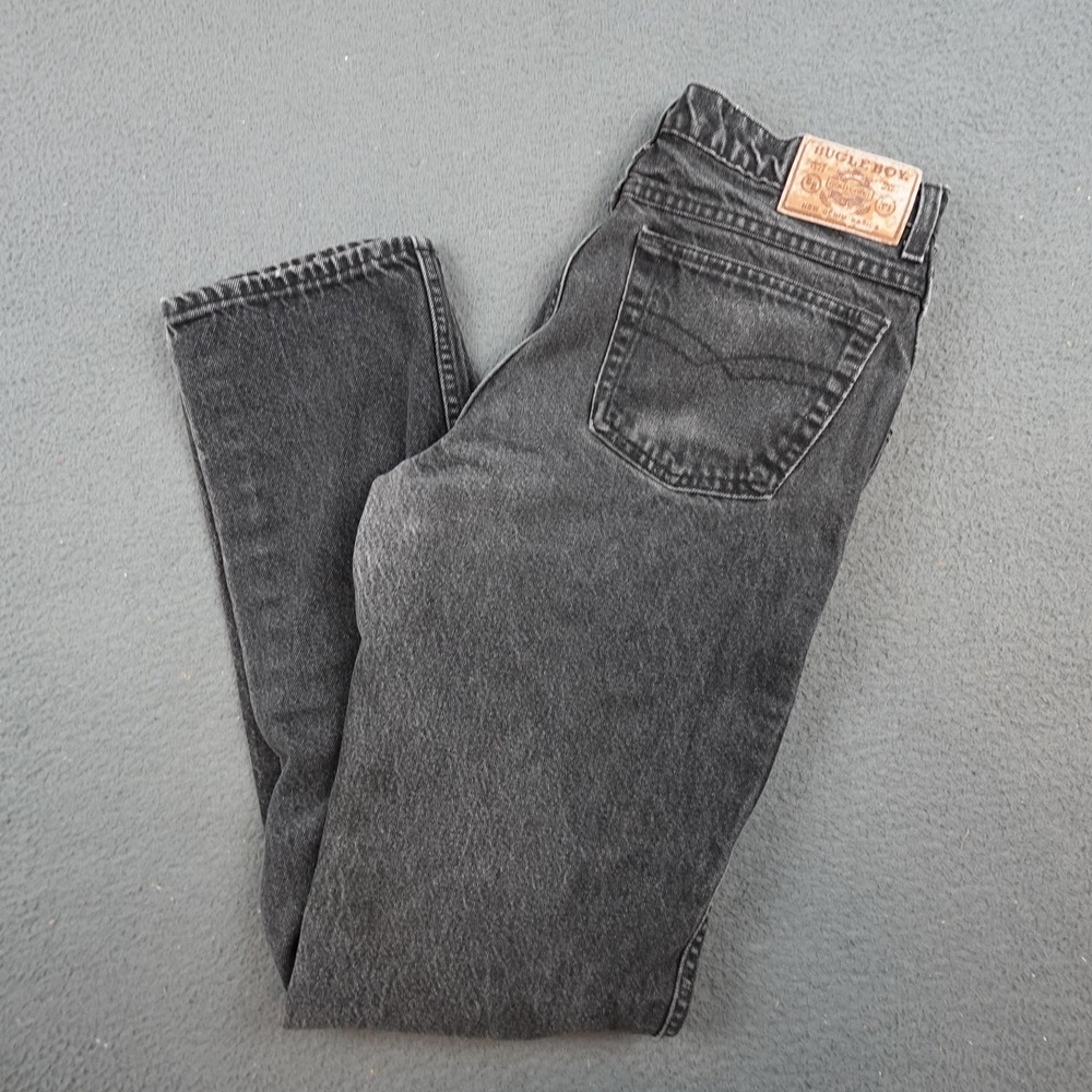 Vintage Bugle Boy Jeans Mens 32x32 Black Tapered Leg Gold Crest Series 90s Denim